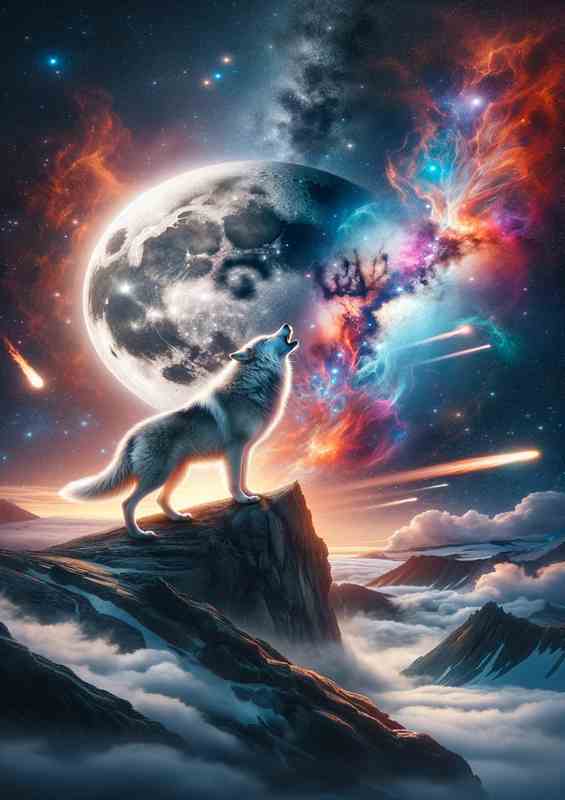 Lunar Wolf Howling at Cosmic Phenomena