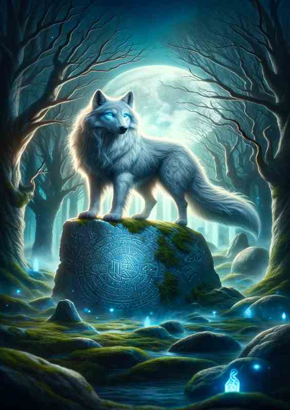 Mythical Wolf Guardian in a fantasy setting