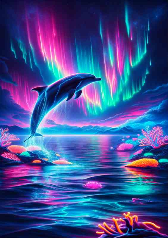 Neon Ocean Grace Metal Poster