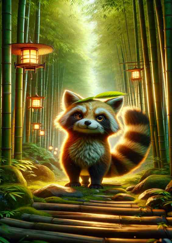 Serene Tanuki Forest Japanese raccoon dog