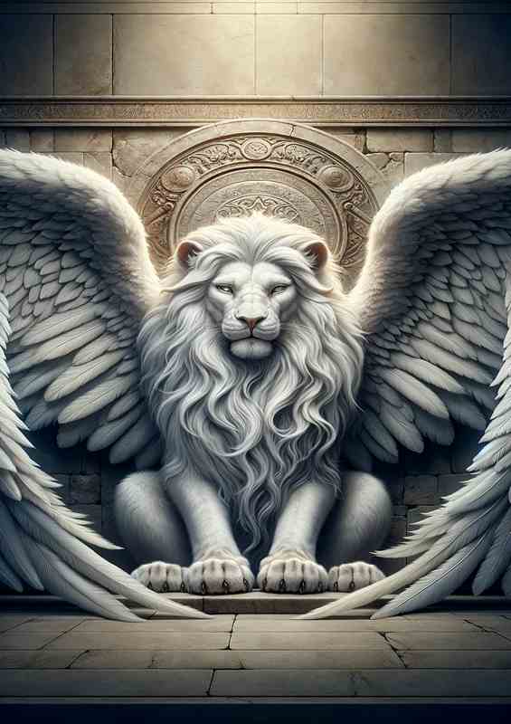 Mythical White Winged Lion