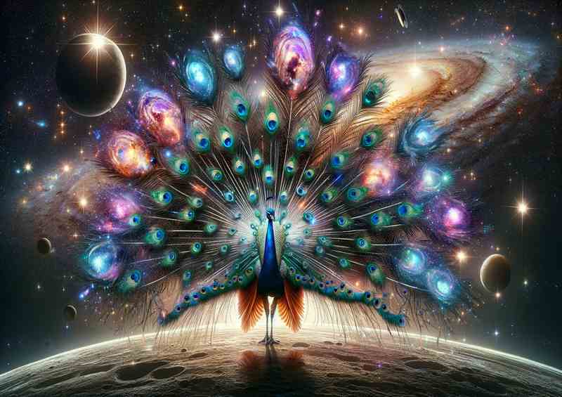 Astral Peacock with Cosmic Feathers