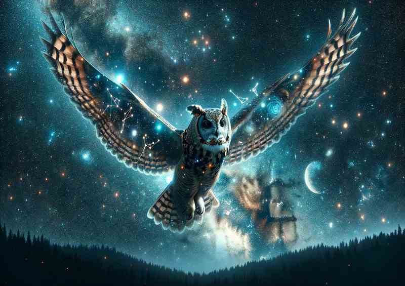 Galactic Owl Metal Poster (Feathers Woven)