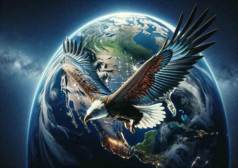 Orbital Eagle Soaring Past Earth