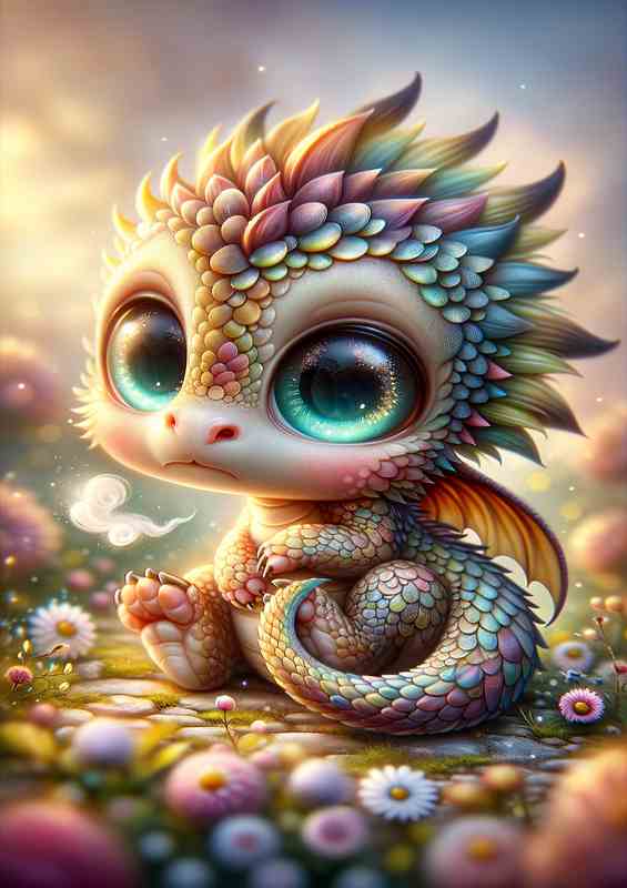 Adorable Baby Dragon with Sparkling Eyes