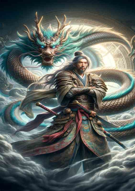 Ancient Warrior with Mythical Dragon Spirit