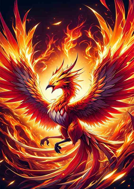 Anime Style Phoenix in Fiery Rebirth