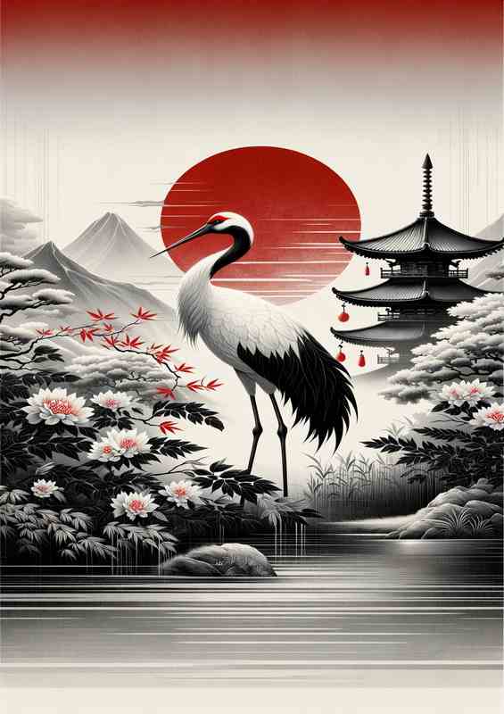 Elegant Crane Traditional Asian Art Redefined