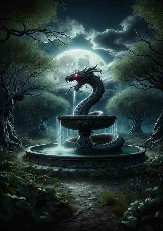 Gothic Serpent in the center of a gothic fountain