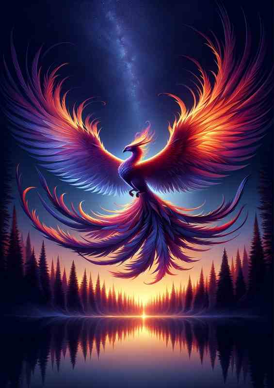 Mystic Phoenix Twilight Resurgence in mid flight