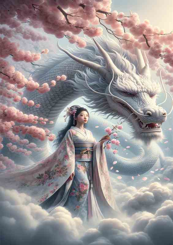 Serenade of Sakura Dragon and Maiden Artwork