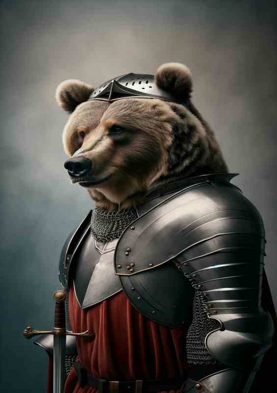 Bear in Medieval Knight Attire