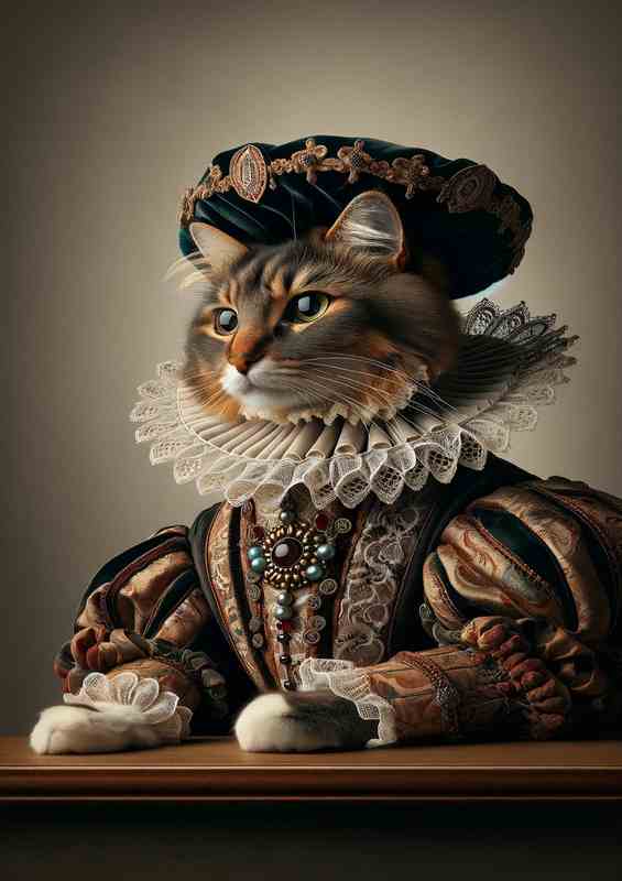 Cat Aristocrat in Regal Renaissance Attire