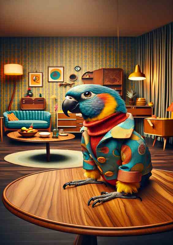 Charming Parrot Model in Retro Photoshoot