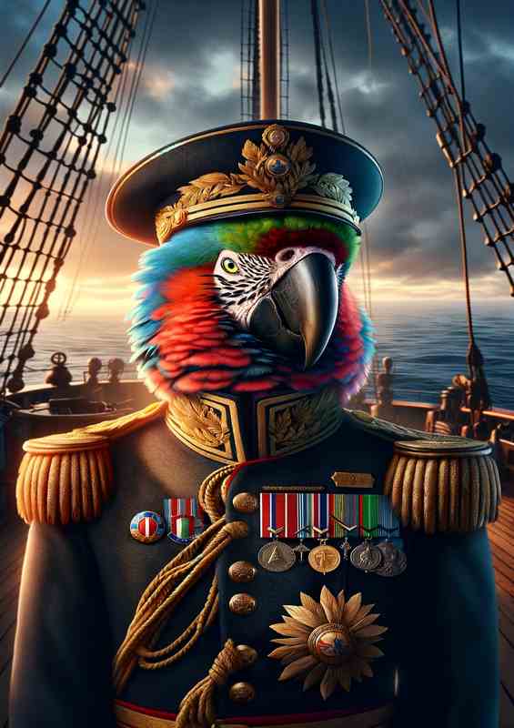 Distinguished Parrot Admiral in Naval Uniform