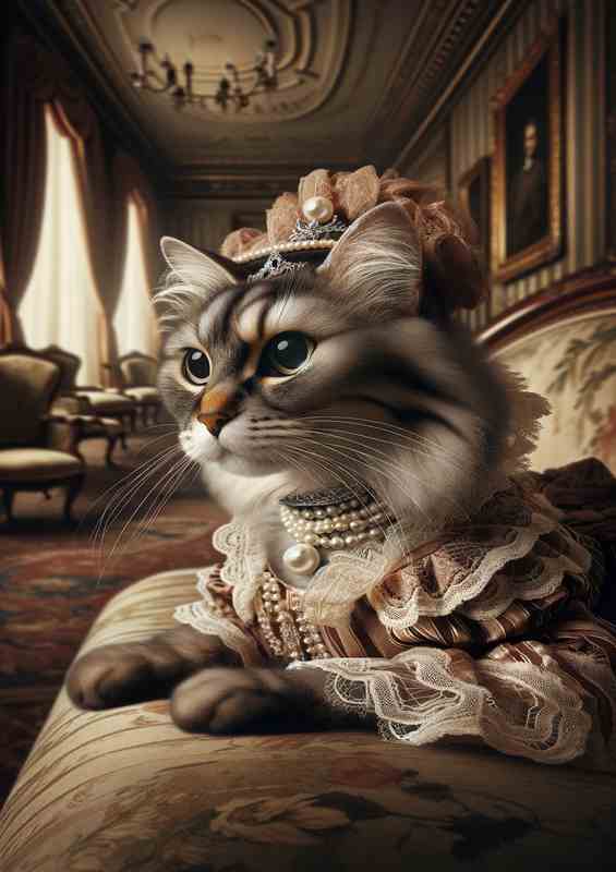 Elegant Cat Duchess in Victorian Dress