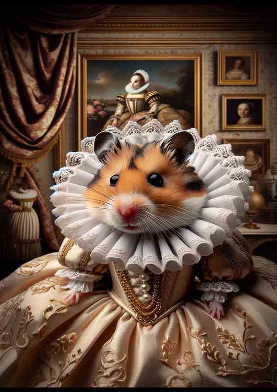 Elegant Hamster in Regal Elizabethan Dress