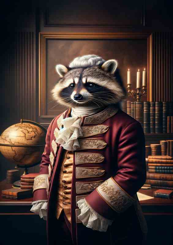 Elegant Raccoon Aristocrat in Vintage Attire