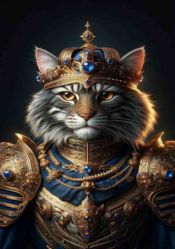Feline Monarch in Ornate Armor