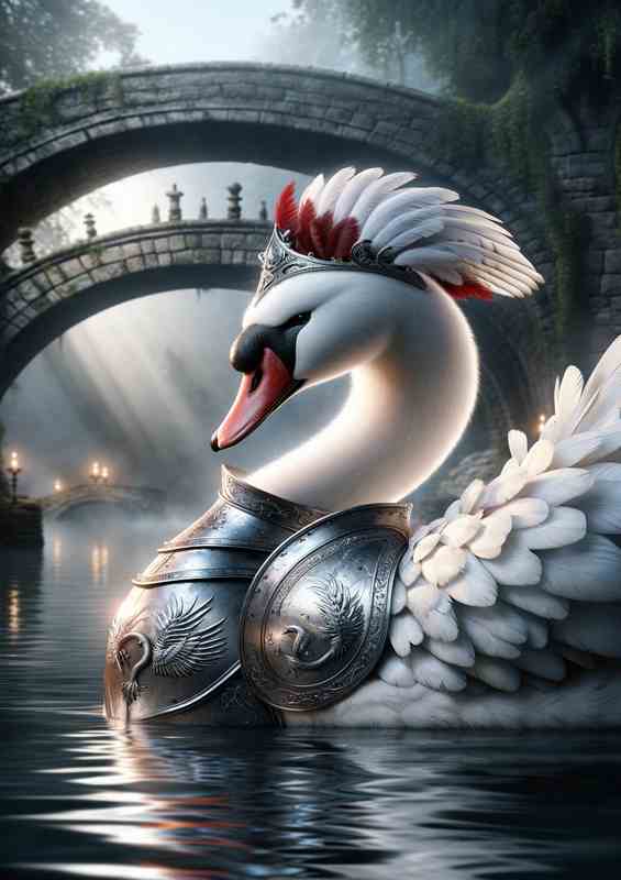 Gallant Swan Knight in Silver Armor