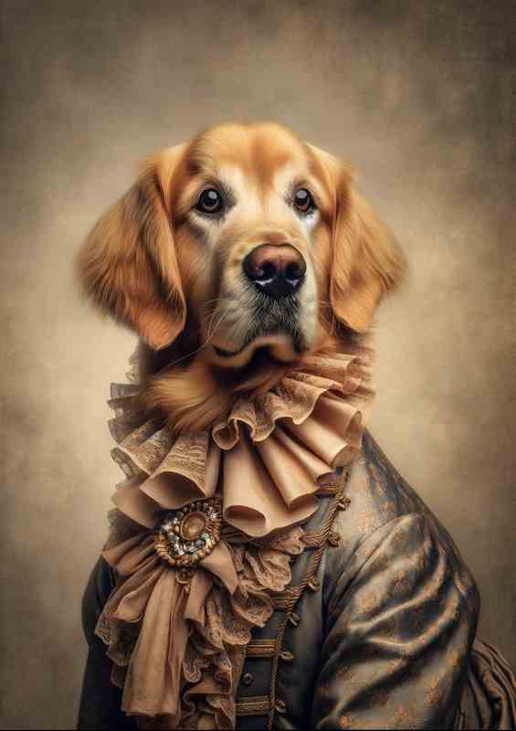 Golden Retriever in Victorian Elegance attire