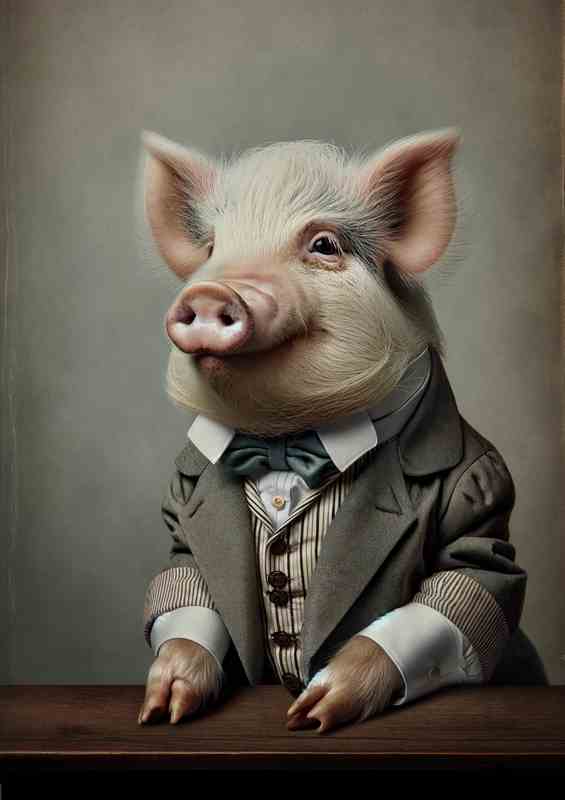 Noble Pig in Victorian Gentleman Attire