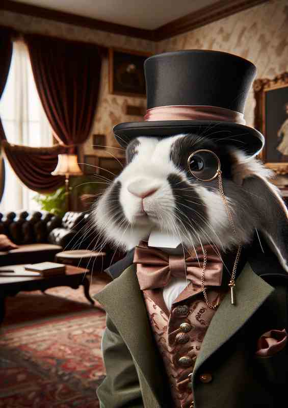 Noble Rabbit in Victorian Gentleman Attire