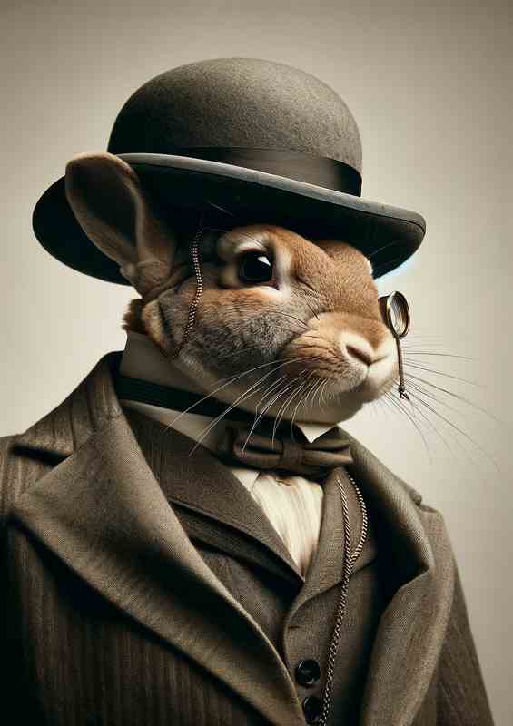 Rabbit Gentleman in Classic Edwardian Attire