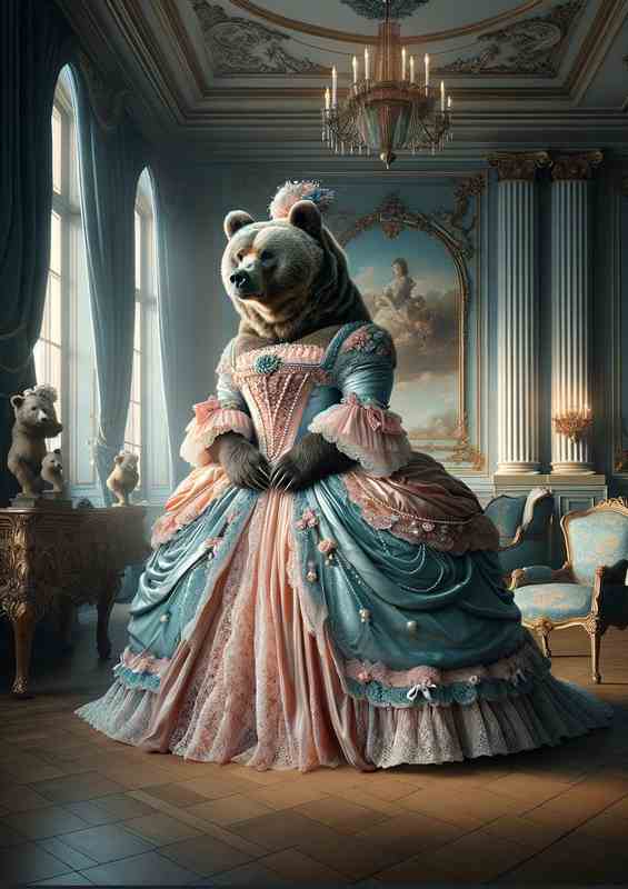Regal Bear Countess in Rococo Dress