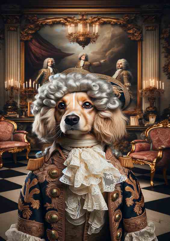 Regal Dog in Baroque Aristocrat Attire