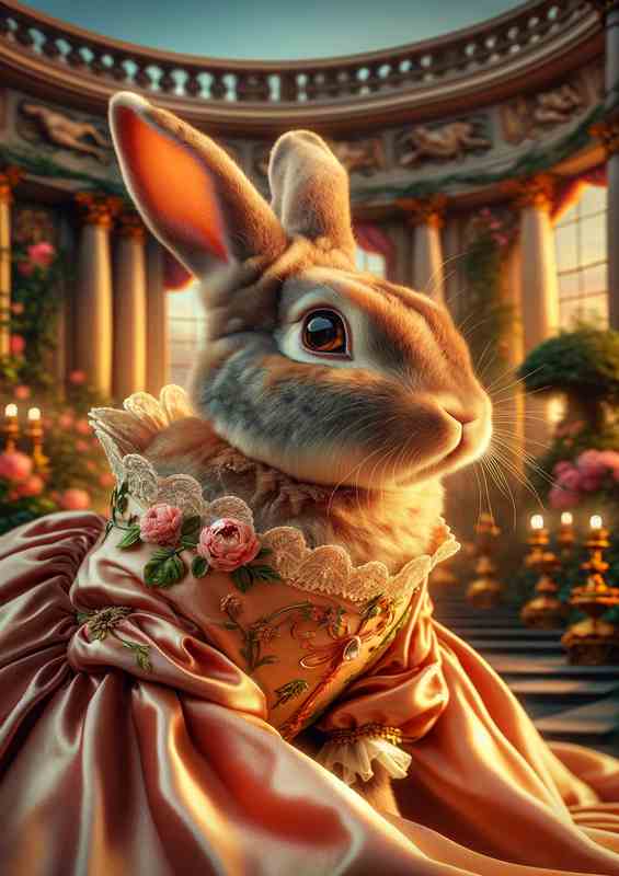 Regal Rabbit Countess in Silk Gown