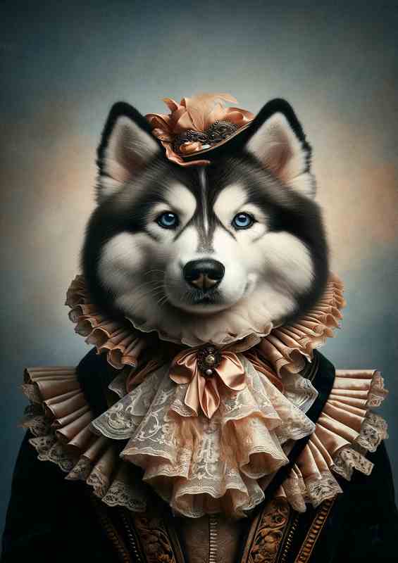 Siberian Husky in Victorian Aristocrat Attire