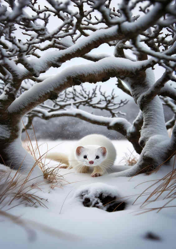 Stoats Snowy Fur Metal Poster