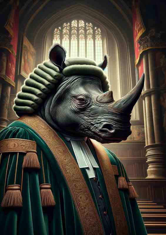 Stoic Rhino Chancellor in Velvet Robe