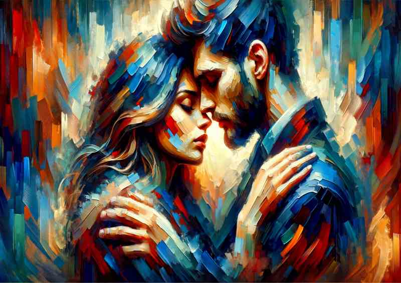Couple Embrace Abstract Art of falling in love