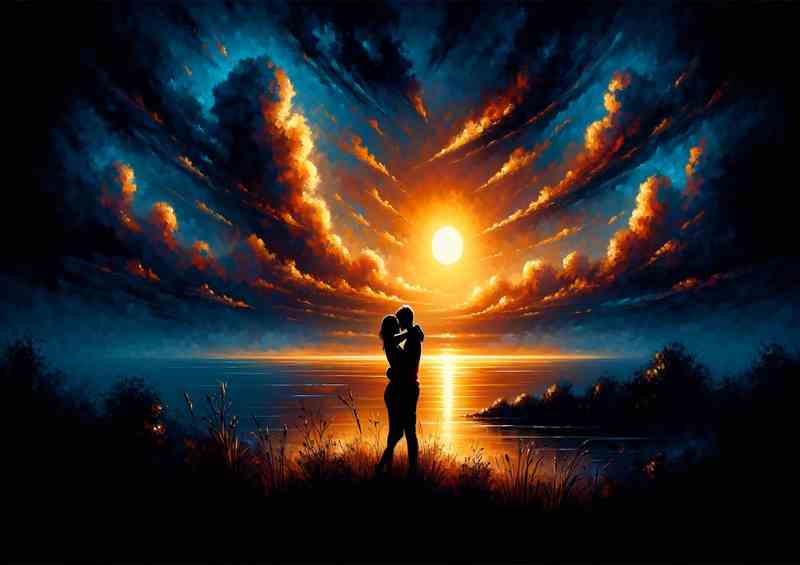 Couple Sunset Silhouette Love