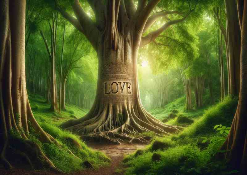 Eternal Love Carved Tree Romance Scenery