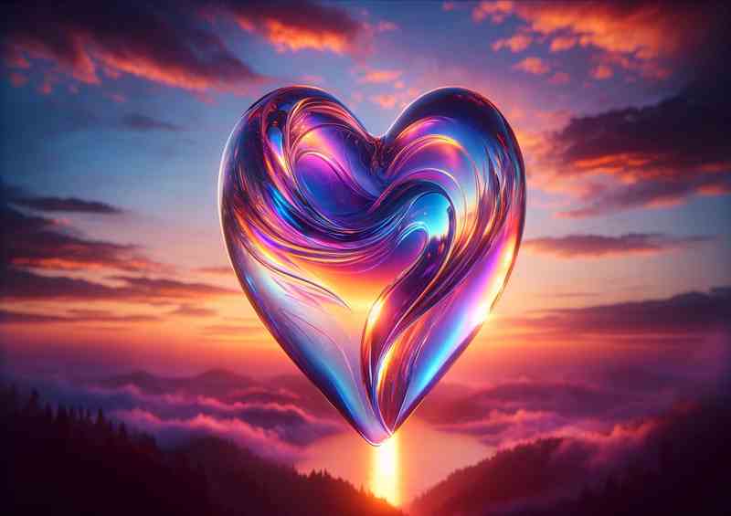 Glass Heart Against Sunset Vista