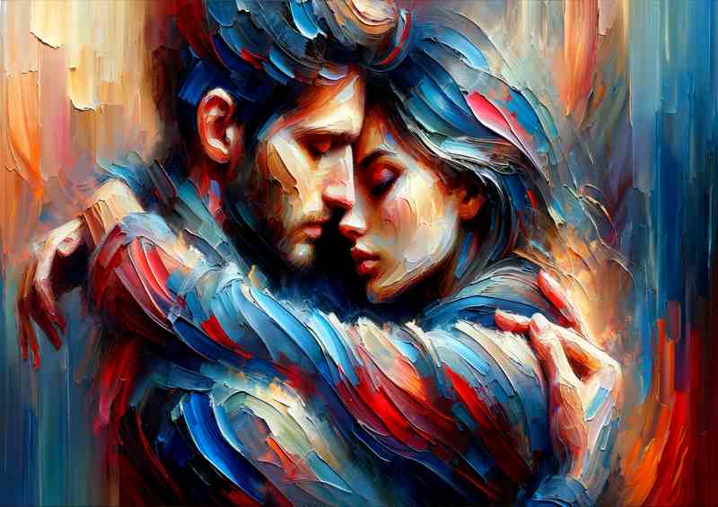 Intimate Couple Embrace Abstract Art