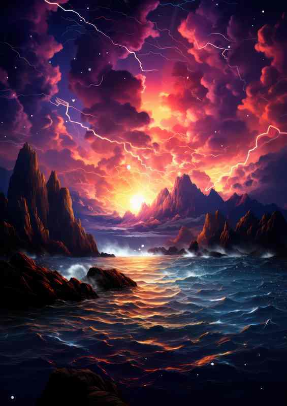 Landscapes of Fire and Fantasy over water