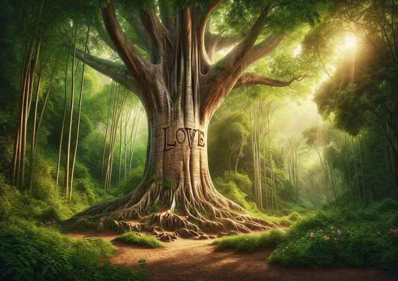 Love Carved Tree Romance Scenery