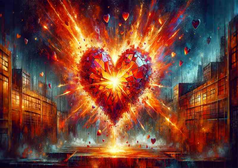 Love Exploding Vibrant Heart Urban Art
