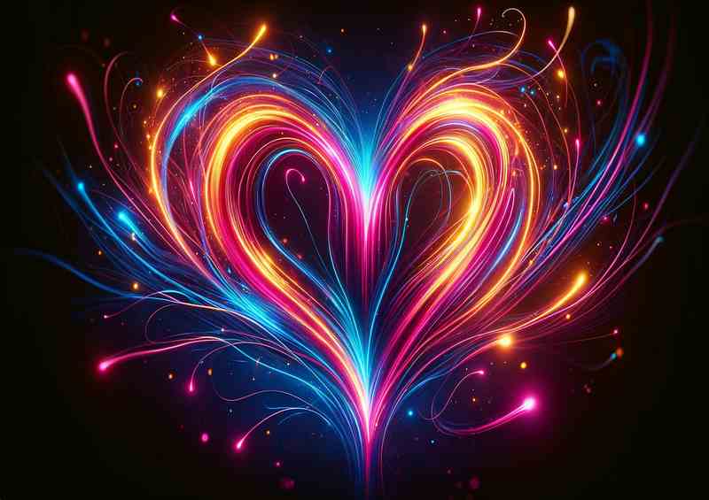 Neon Love Heart Abstract Art