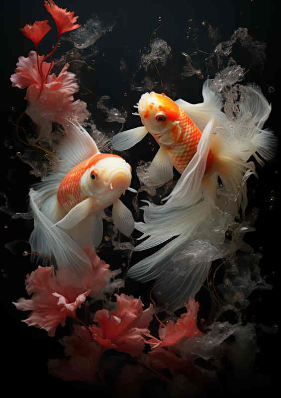 Angel fish with magestic tails swimming
