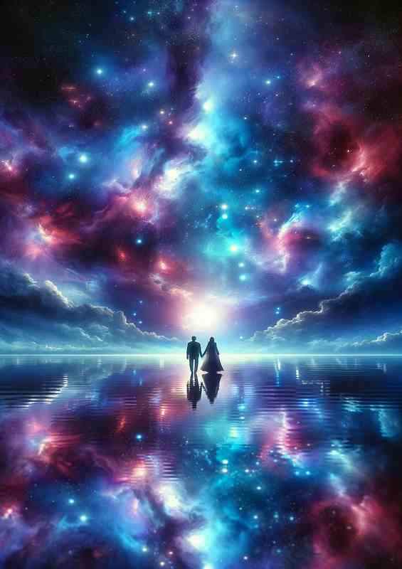 Couple Cosmic Dreamscape across the waters