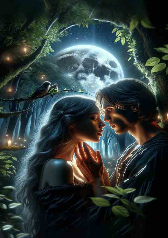 Moonlit Lovers Metal Poster