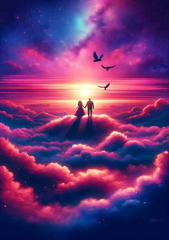 Love Above Clouds Sunset Dream Metal Poster