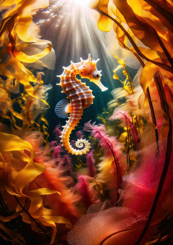 BritSea Seahorse - Kelp Metal Poster