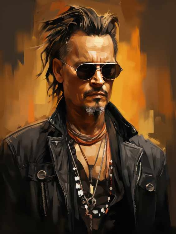 Caricature of Johnny Depp cool look
