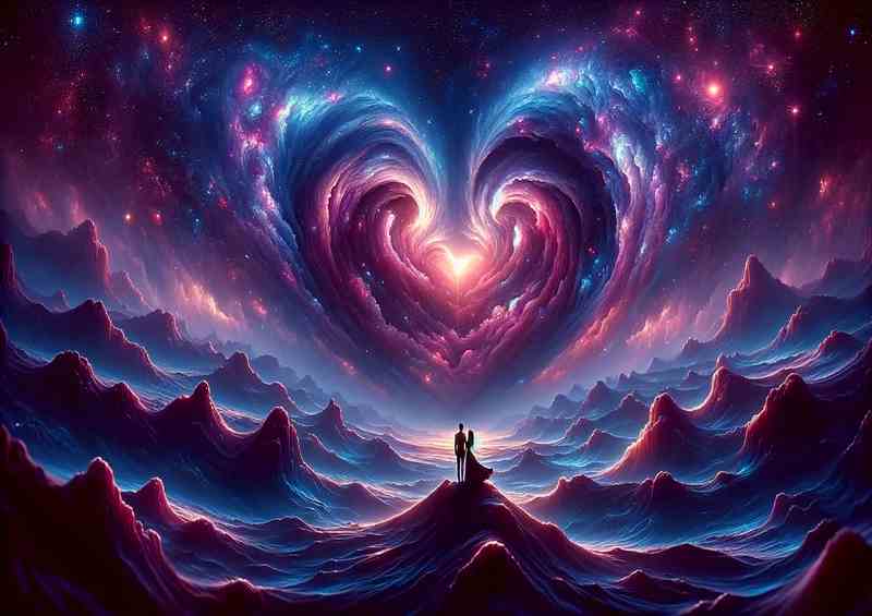 Cosmic Love Heart Landscape Silhouette